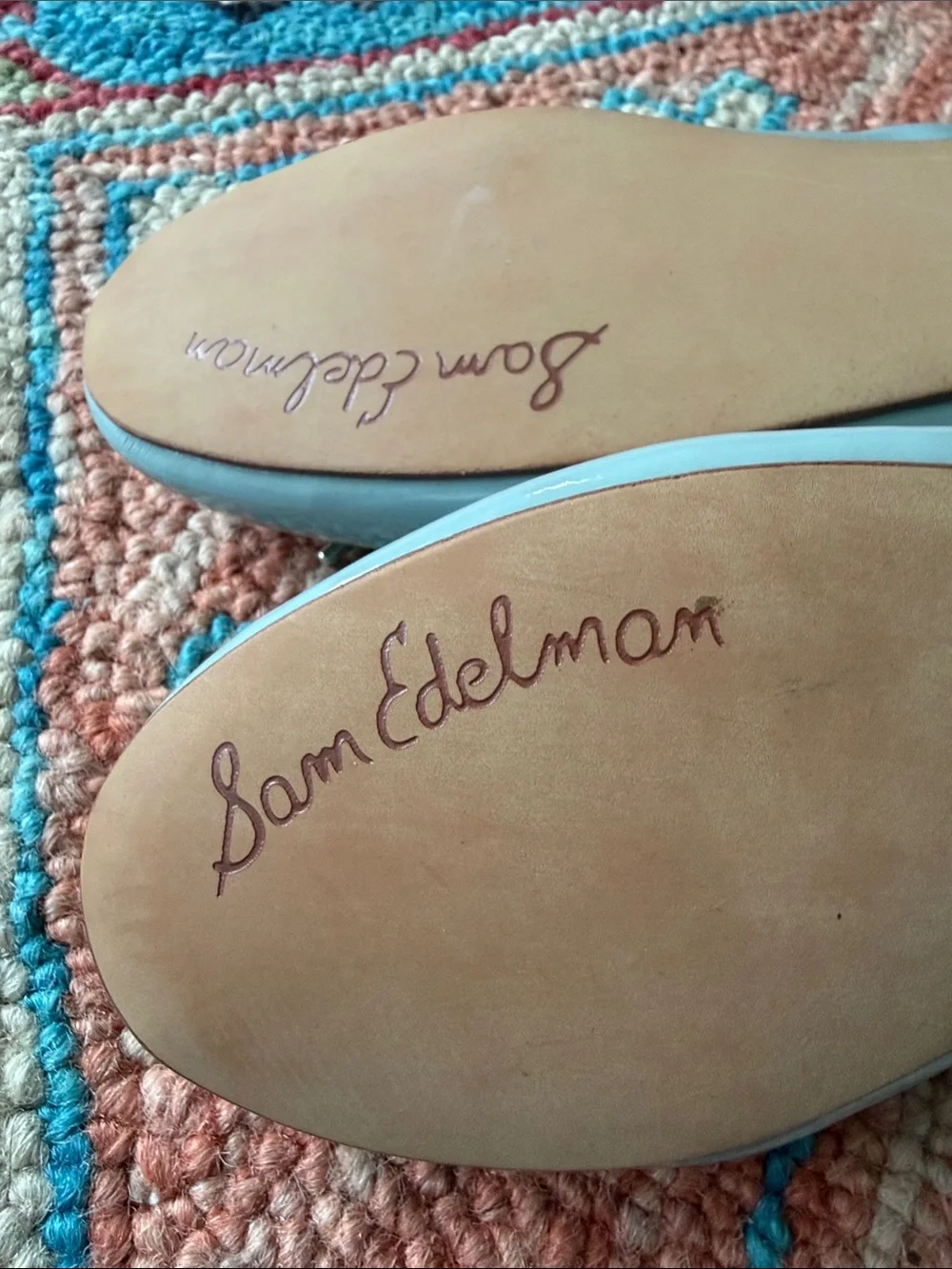 Sam Edelman Mint Patent Leather Ballet Flats with Bow Charm